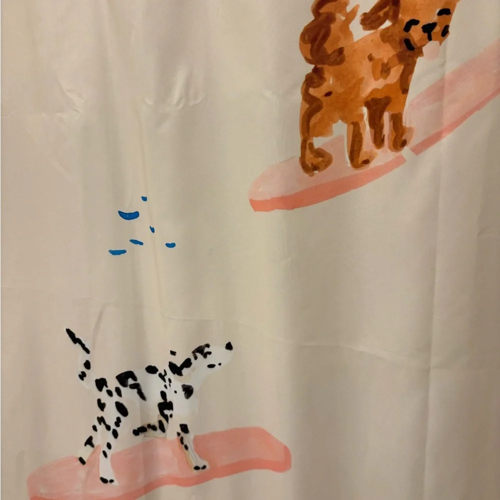 URBAN OUTFITTERS- Sabina Fenn Illustration Dogs Surfing Shower Curtain - Picture 10 of 12